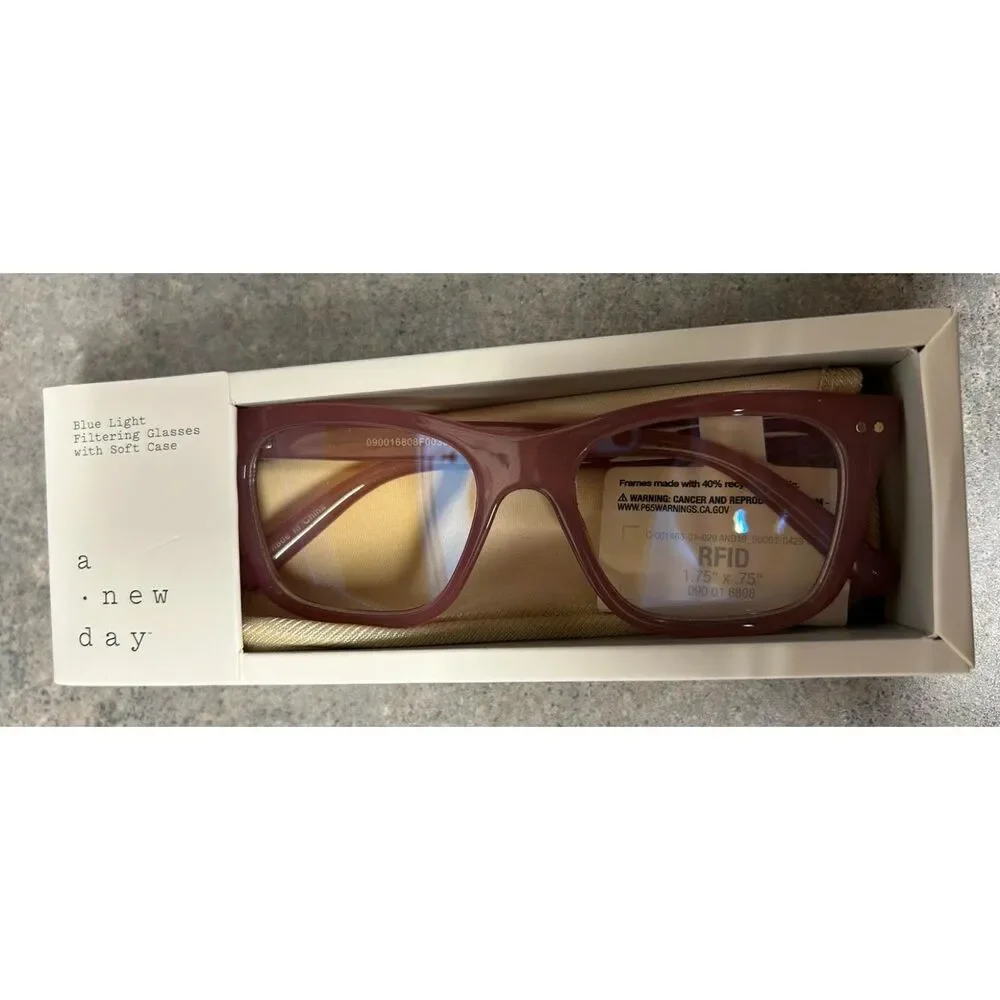 Target a new day Blue Light Filtering Glasses Burgandy new! digital eye strain